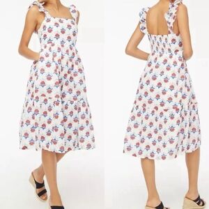 J. Crew Factory Floral Midi Dress - White and Red